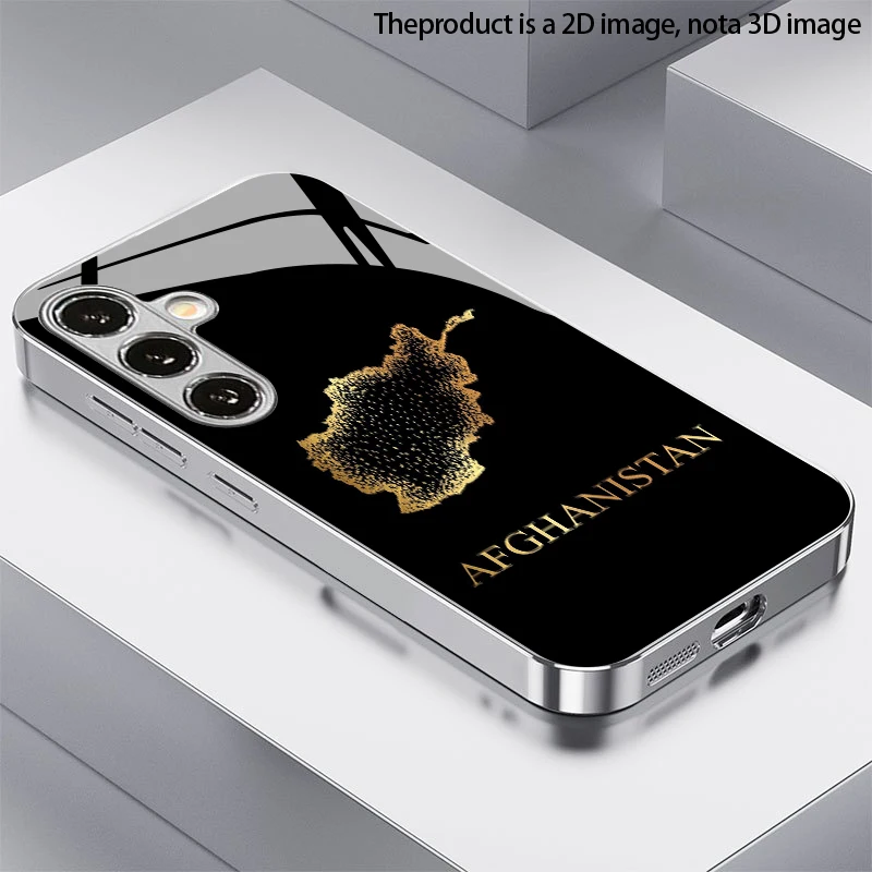 Afghan Pattern 2D Phone Case Compatible with Samsung S26 S25 S24 S23 S22 S21 S20 A56 A36 A16Electroplated Glass Protective Cover
