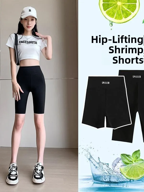 Damskie spodnie do jogi wyszczuplające, obcisłe, długość 3/4, spodnie rowerowe, modelujące pośladki, warstwa bazowa, spodnie z nadrukiem, poliester