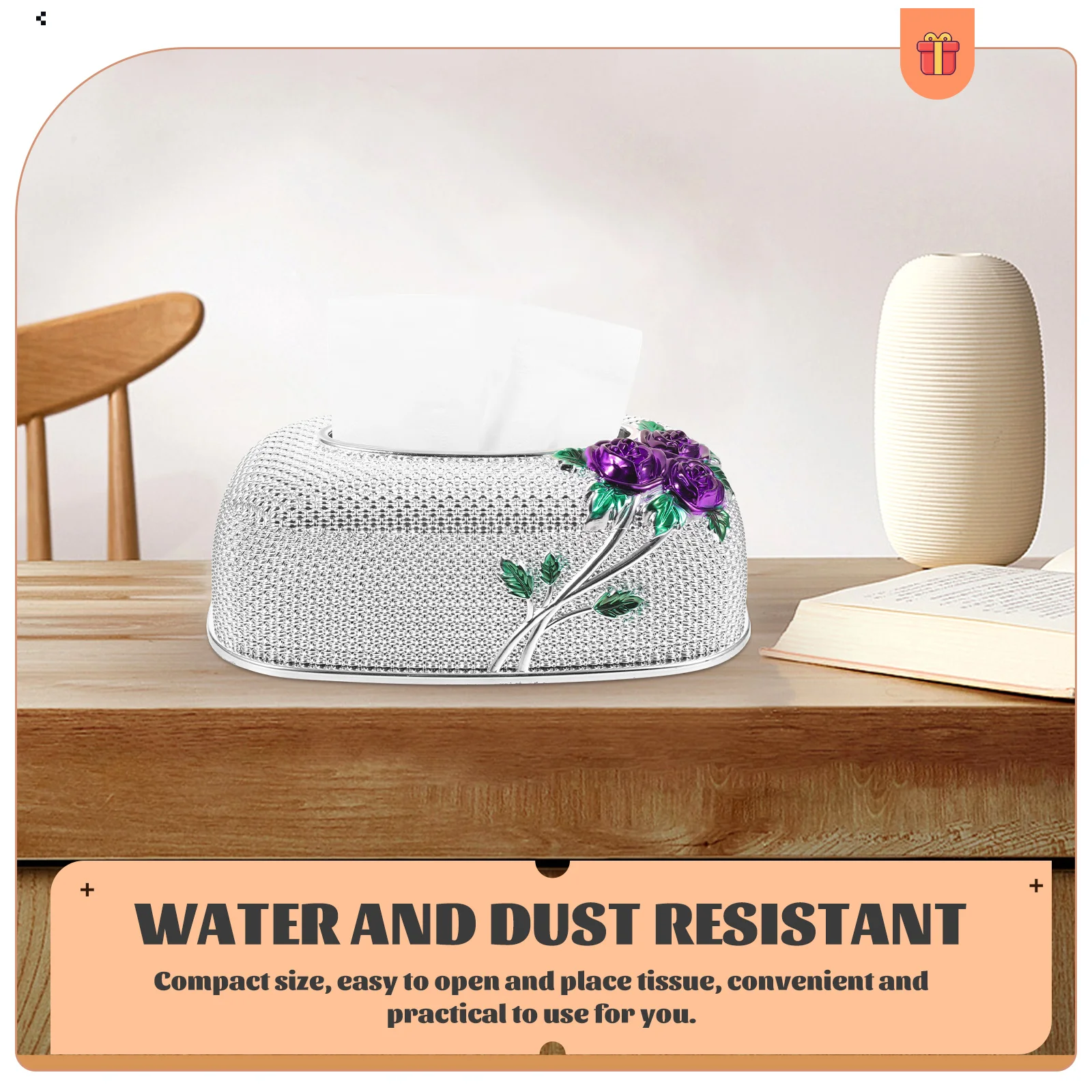 

Plastic Tissue Box Cover Holder Water Resistant Paper Towel Dispenser Home Office Decor Compact Size Easy Use