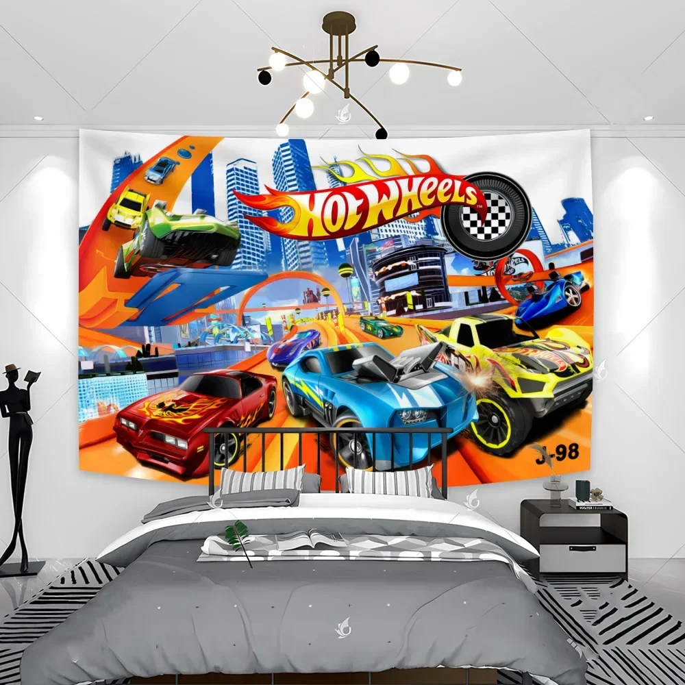 

Hot wheels Tapestry Polyester Printed Racing Car Banner For Decor