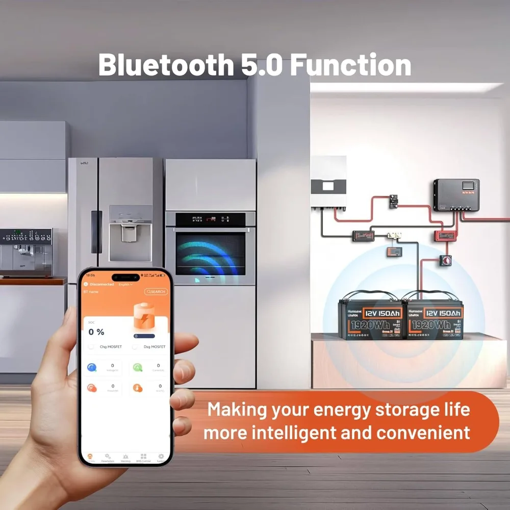 

Литиевая батарея LiFePO4 12В 150Ач BCI Group31 Bluetooth, 2 шт., со встроенной BMS 110А, глубокого цикла разряда, для солнечных систем, автодомов, на заказ
