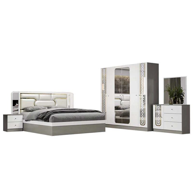 &Wooden Frame Cheap Price Wholesale King Size Bed Double Home Wood Full Queen Modern Luxury Furniture Bedroom Sets