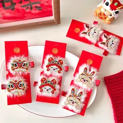 2Pcs/Set Chinese Style New Year Embroidered Red Hair Clip Cute Girl Bangs Clip Chinese New Year Festive Hair Clip