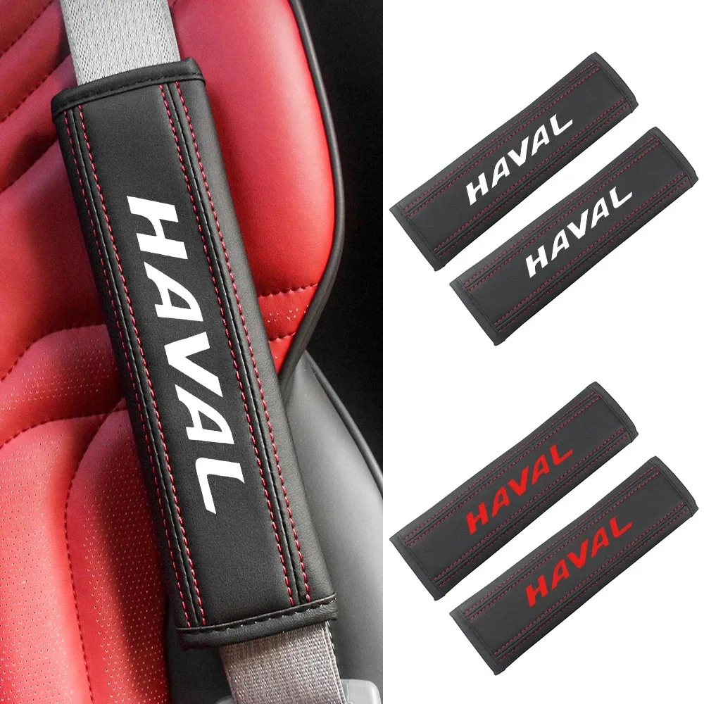 Leather Car Seat Belt Shoulder Pad Strap Cover Breathable Durable Auto Accessories For Haval Jolion H6 M6 Dargo Raptor F7 H7 H9