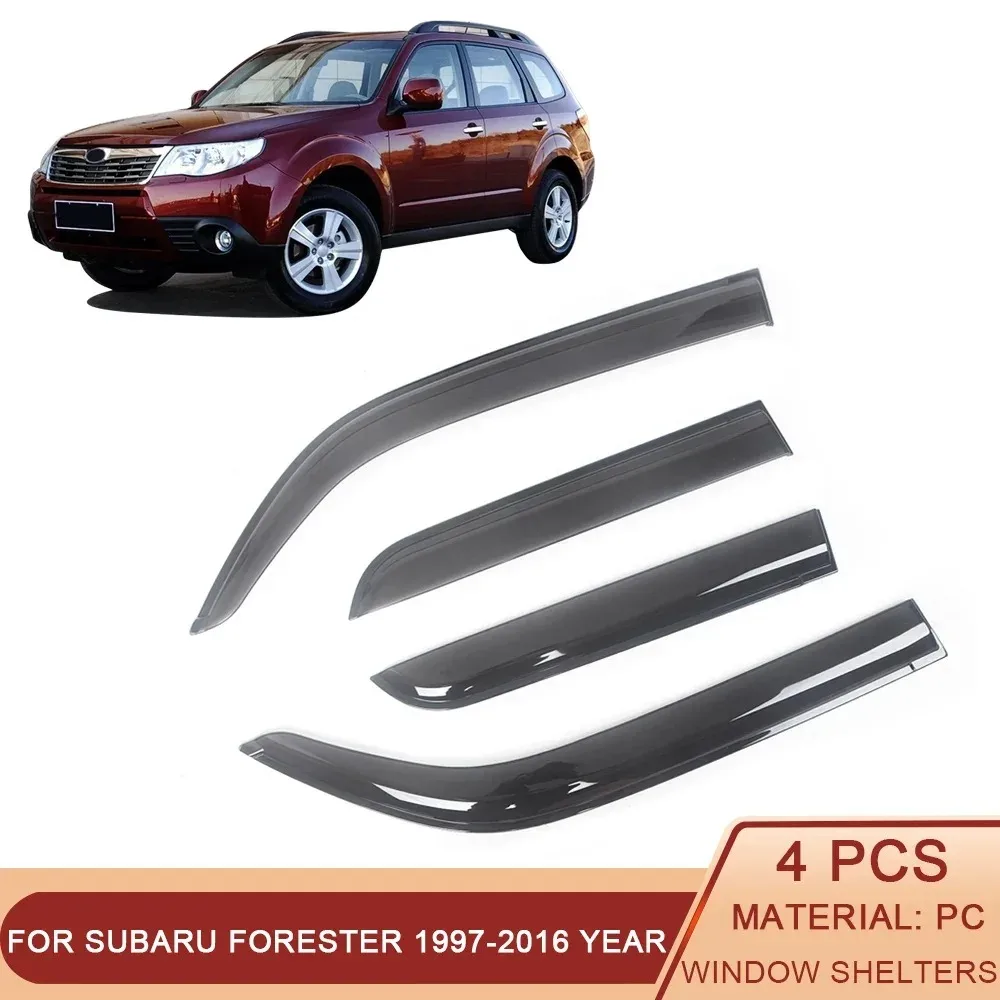 

For Subaru Forester 1997-2016 Side Window Wind Deflectors Visors Black Rain Guard Door Visor Vent Shades Dark Smoke Ventvisor