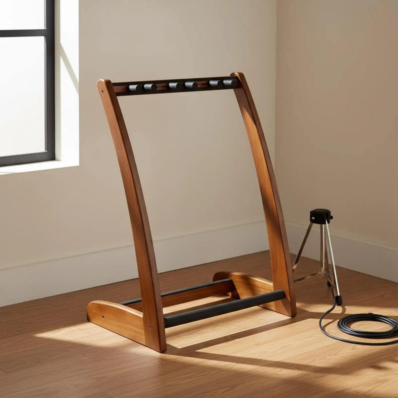 Wooden Music Stand Walnut Multi Guitar Holder Freestanding Guitar Rack Guitar Supplies for Bedroom Rehearsal