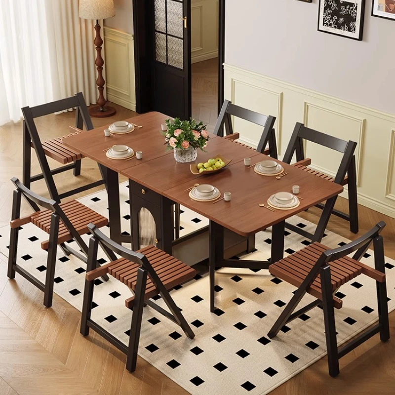 

z French Style Vintage Dining Table Folding Wooden Waterproof Design Dining Table Family Simple Set Sala Prano Furnitures z