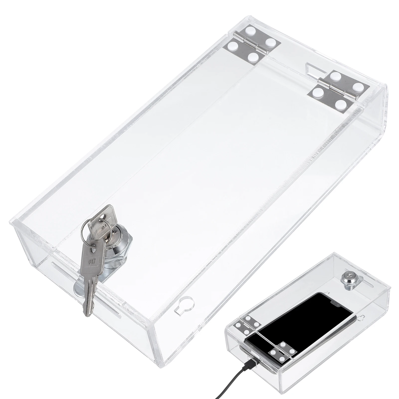 Strong Phone Locking Box Clear View Easy to Search Lightweight Practical Cell Phone Storage Container with Emergency Holes