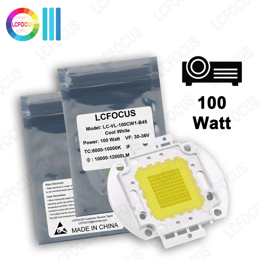 High Brightness 100W Chip COB LED Light Beads Source For DIY 100 200 W Watt Projection HD Projectors Lamp Bulbs