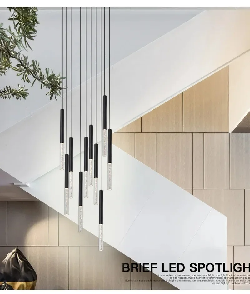 Creative Bubble Tube Chandelier, Bright LED Cylindrical Pendant Light, Modern Ceiling Fixture for Restaurant Bedroom Bar Home De