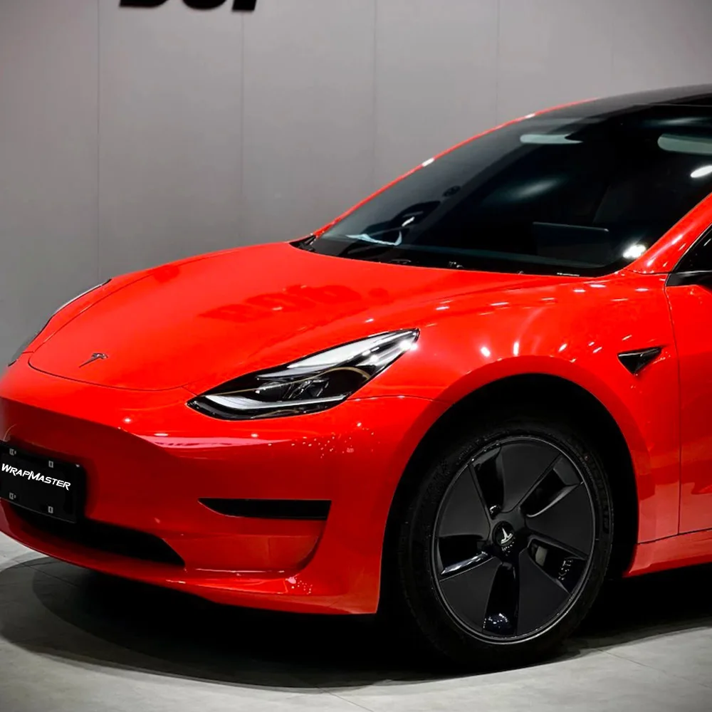 TPU Glossy Car Paint Wrap falali red Car Hood Wrap Metallic Vinyl Vinyl Wrap Samples