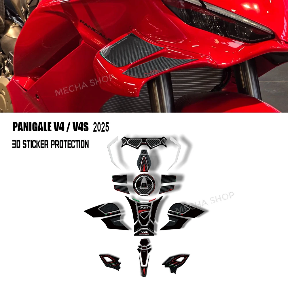 

3D наклейка на топливный бак V4 S 2025 для Panigale V4S, ручки топливного бака, накладки на колено, обтекатель, наклейка