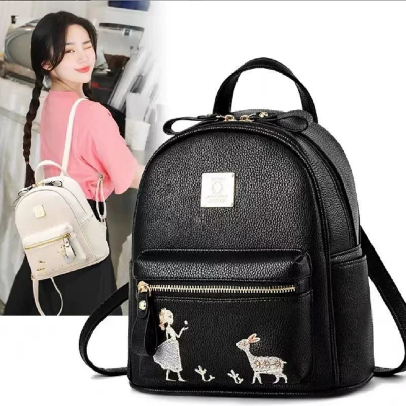 

2026 New Arrival Fashion Women High Quality Soft Leather Double Zipper Shoulder Bags Female Casual Small Backpack Cute Totes