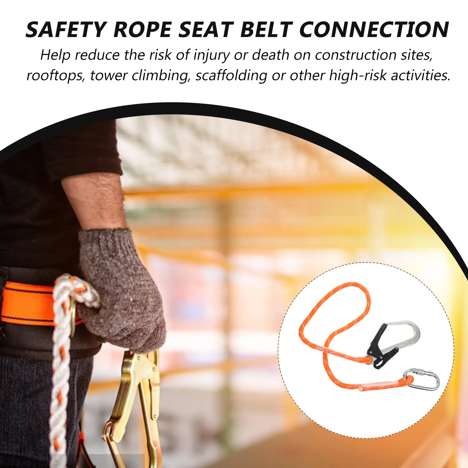 

Safety Rope Climbing Lanyard Heavy Duty Fall Protection Gear For Mountaineering Outdoor Safety Harness With Snap Hook