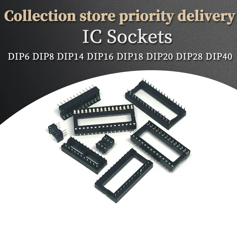 10PCS IC Sockets DIP6 DIP8 DIP14 DIP16 DIP18 DIP20 DIP28 DIP40 pins Connector DIP Socket 6 8 14 16 18 20 24 28 40 pin