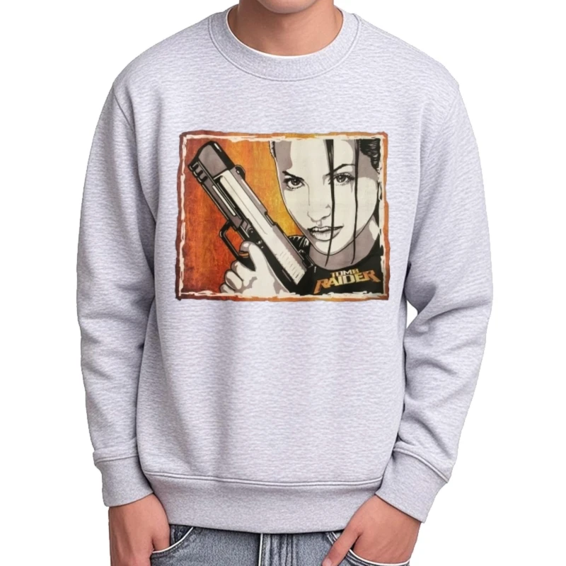 أنجلينا جولي تومب رايدر لارا كروفت الفن الأصلي تنفس الذكور العلامة التجارية أنيق الرجال الخريف السفر الخريف هودي الراحة البلوز #2