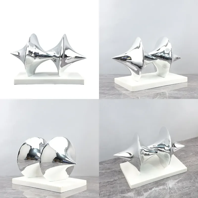Nordic Creative Resin Electroplating Geometric Gyroscope Art Decorative Ornament for Living Room Hotel TV Cabinet Home