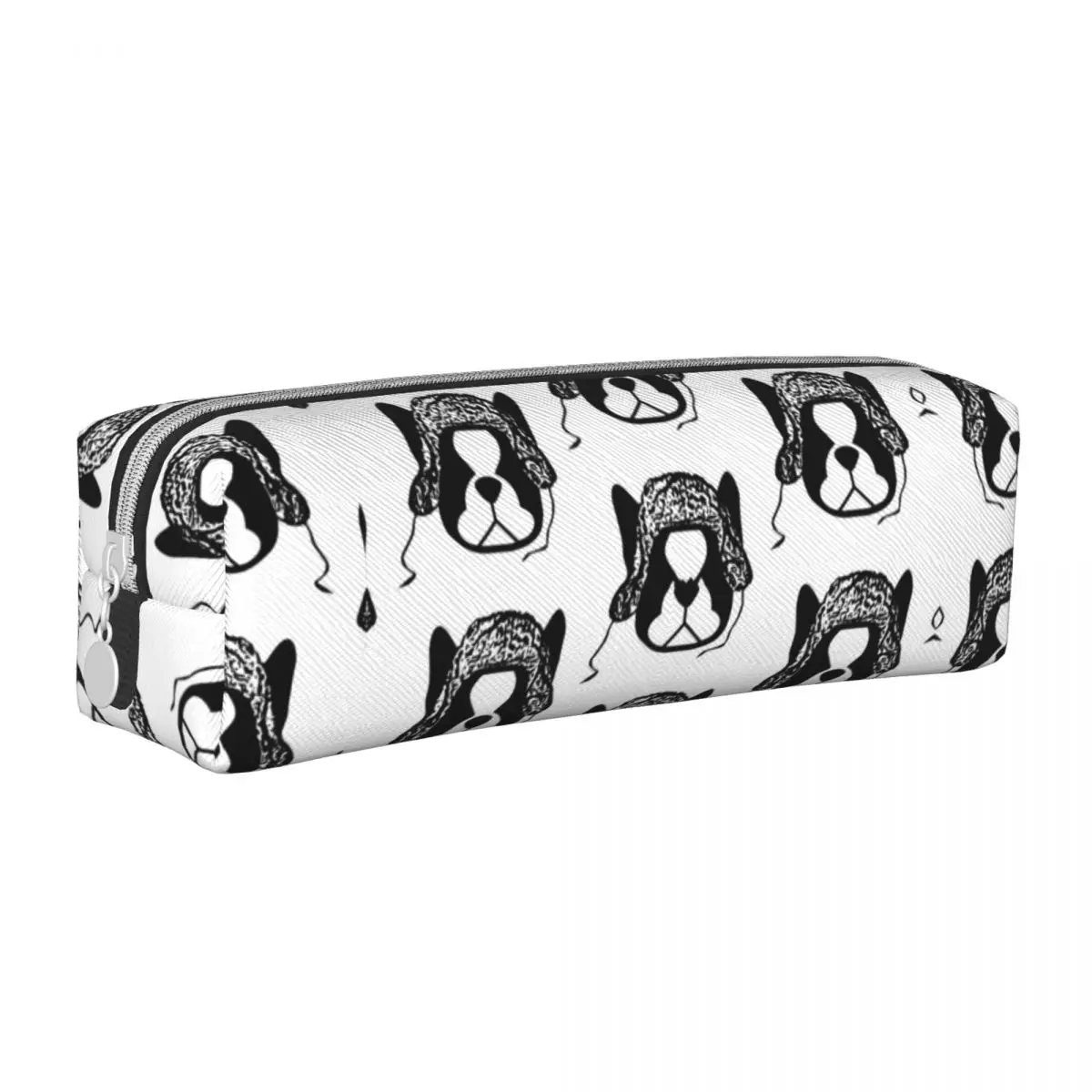 Boston Terrier Holiday Pencil Case Funny PU Leather Pencil Pouch Child Vintage University School Pencil Cases Supplies