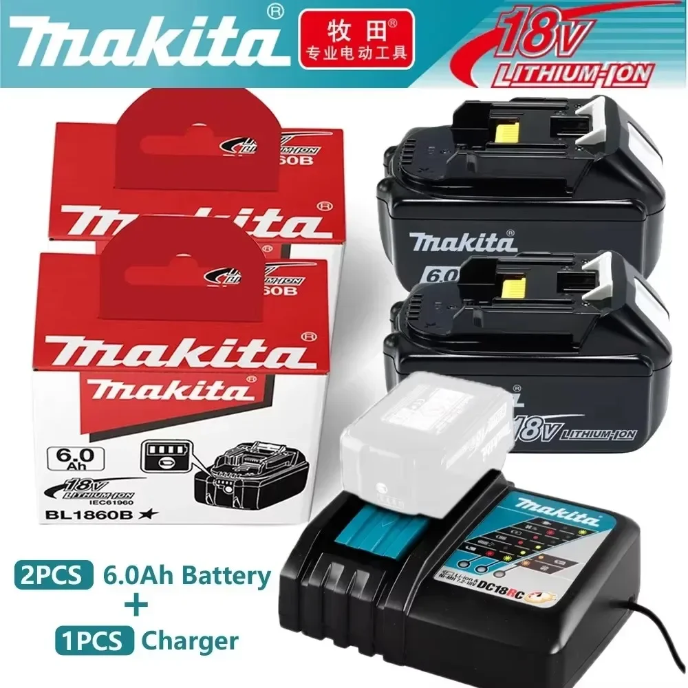 

NEW Makita 18V 6.0Ah Rechargeable Power Tools Battery 18V makita with LED Li-ion Replacement LXT BL1860B BL1860 BL1850 Charger