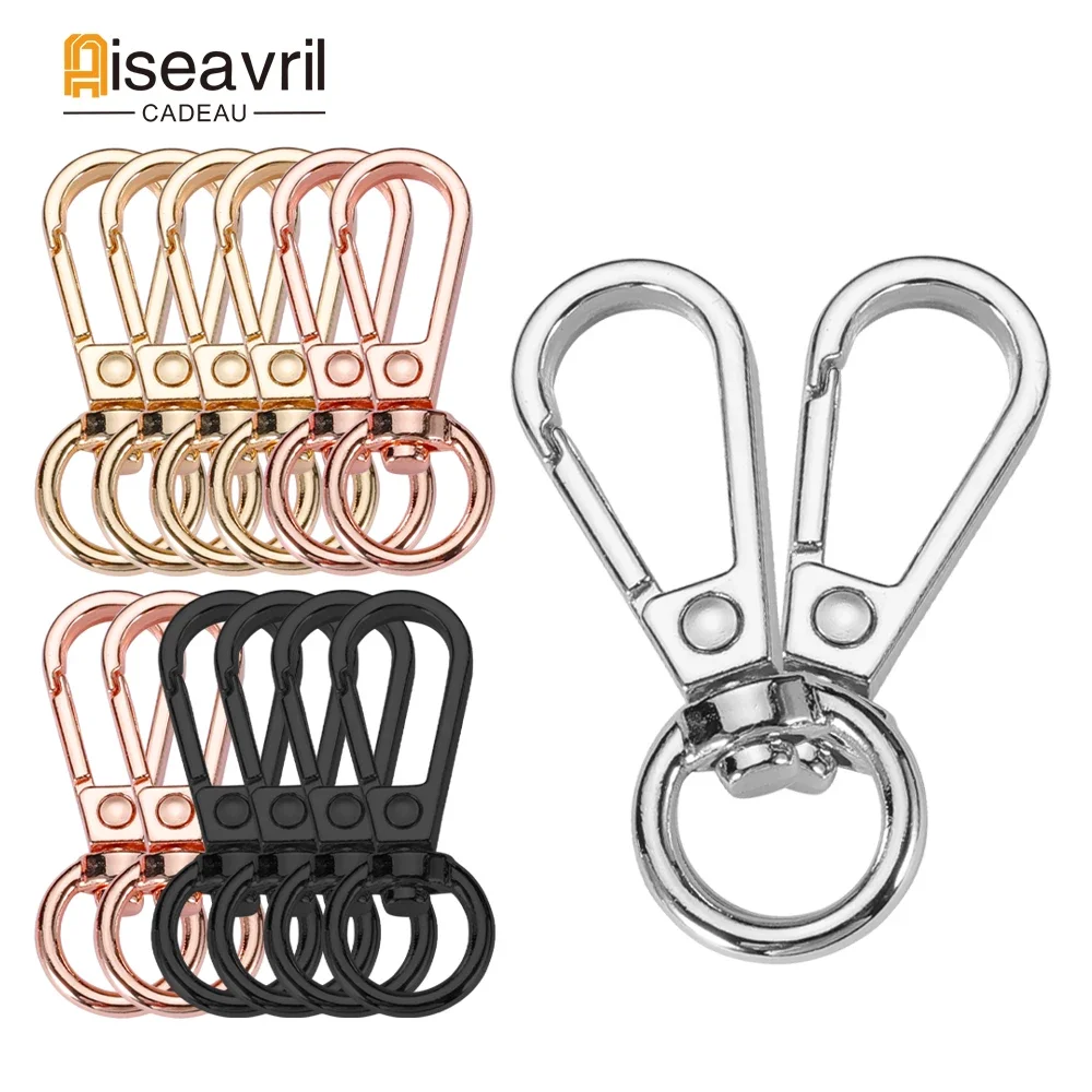 5pcs Metal Swivel O-ring Eye Snap Hook Trigger Clasps Clips for Leather Craft Bag Strap Belt Webbing Keychain S Size Wholesale