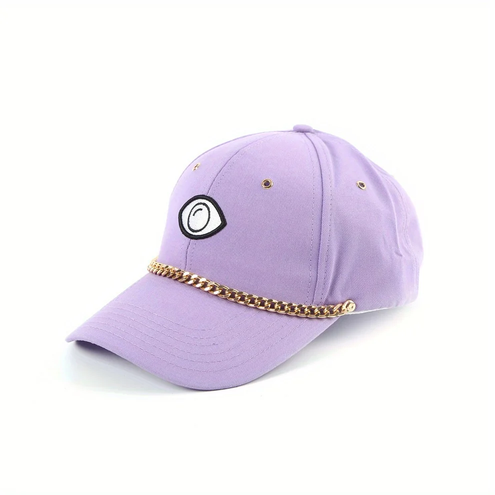 

Hip Hop Chain Baseball Cap Eye Embroidery Design Skin-Friendly Adjustable Unisex Teens Streetwear Headwear