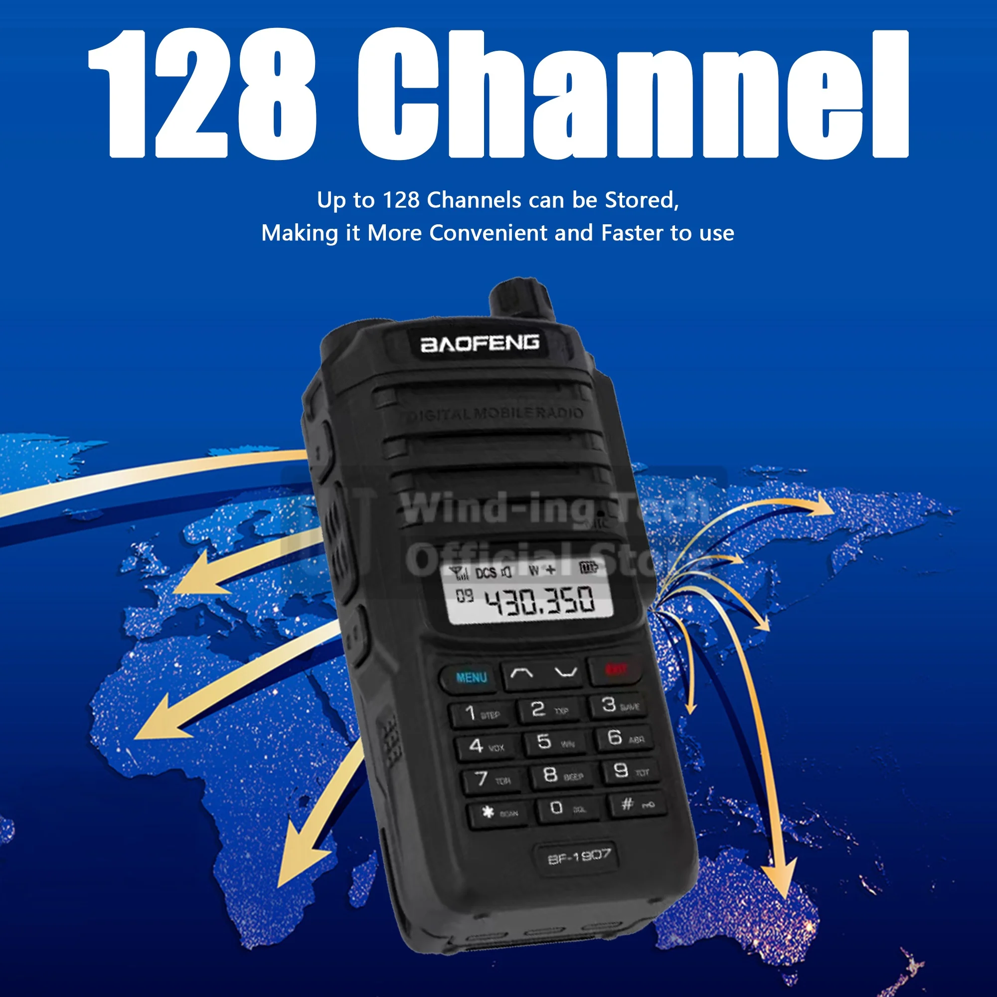 1/2PCS BAOFENG BF-1907 Walkie Talkie VHF UHF Dual Band Type-C Charging 128CH LED Flashligh VOX Two Way Radio For Camping Hotels