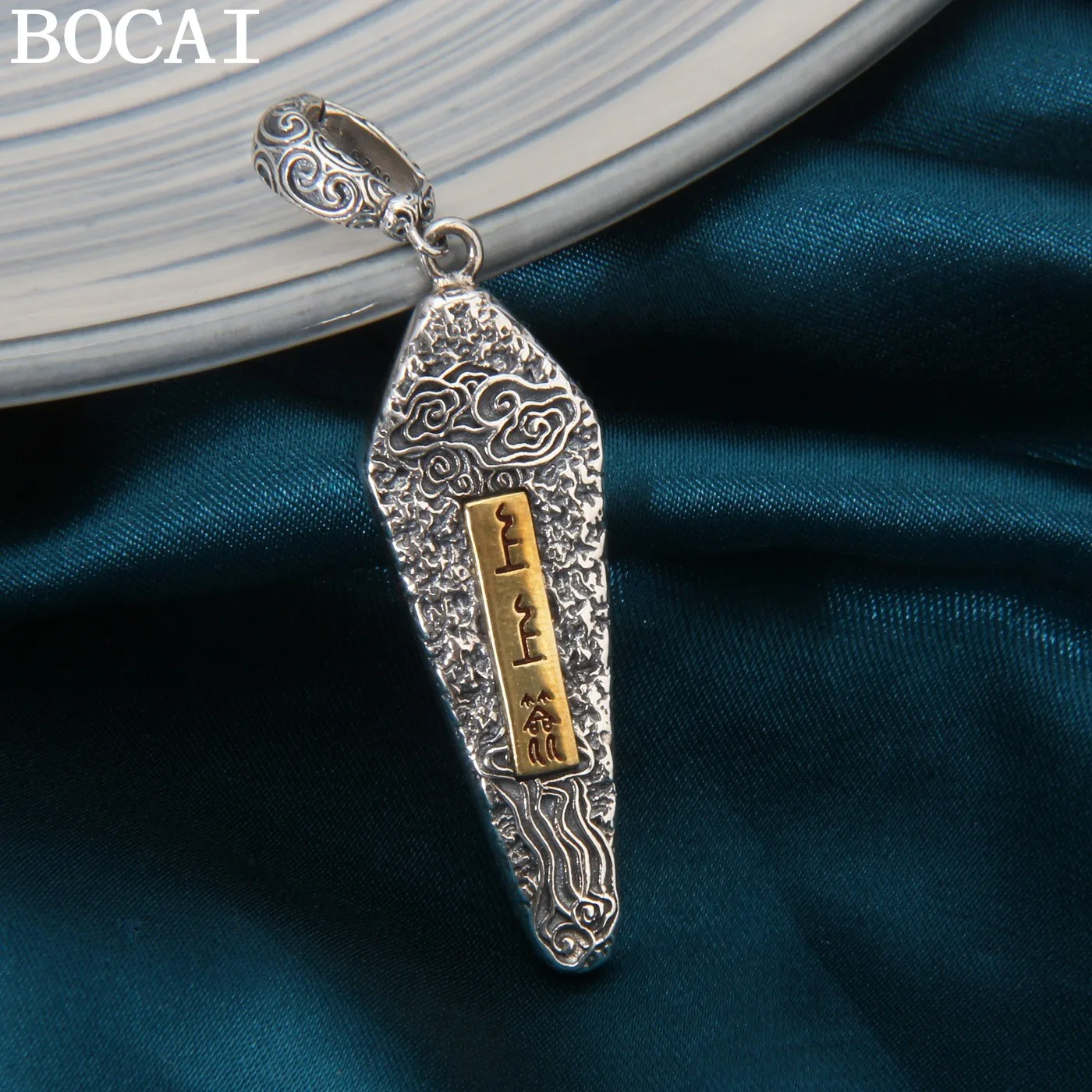 

BOCAI NEW S925 Silver Retro Niche Shangshang Sign Auspicious Cloud Token Pendant