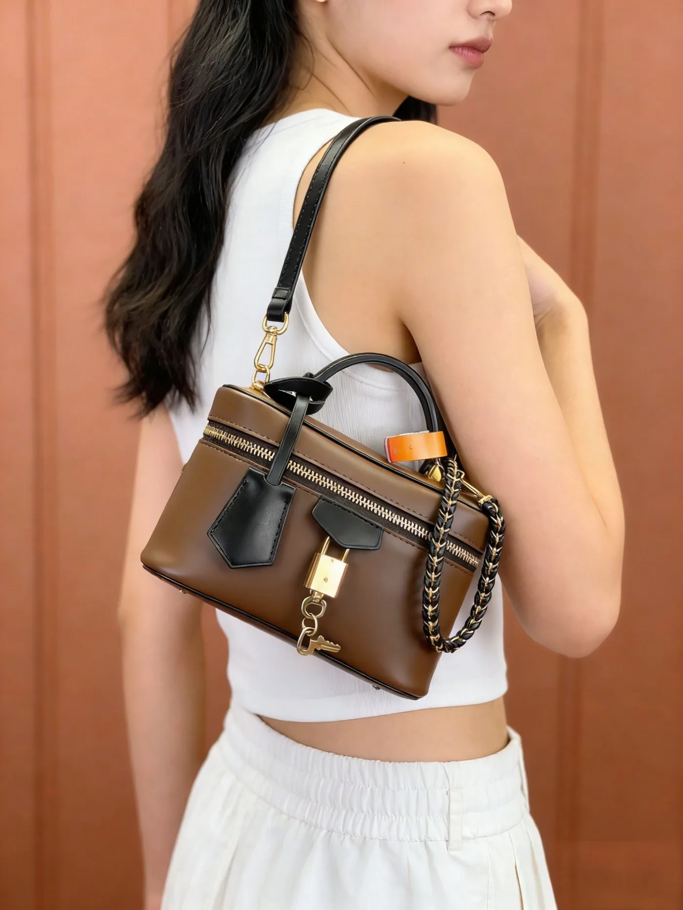 

Retro Structured Box Satchel, Classic Top Handle Handbag, Elegant Small Crossbody Purse for Matching Formal and Casual Outfits