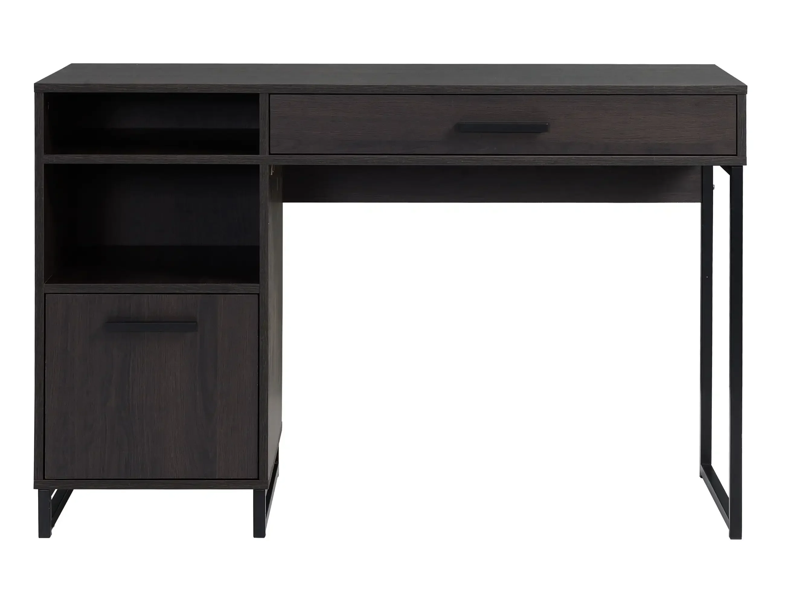 Wood & Metal Writing Desk with 1 Drawer and 1 Door for Teens Adult, 29.92in, Espresso Finish.