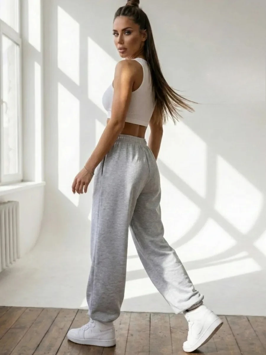 Men Women Sweatpants Casual Sports Fitness Pants Outdoors Gym Jogging Clothes Trousers Fashion Baggy Elastic Waist Sportswear