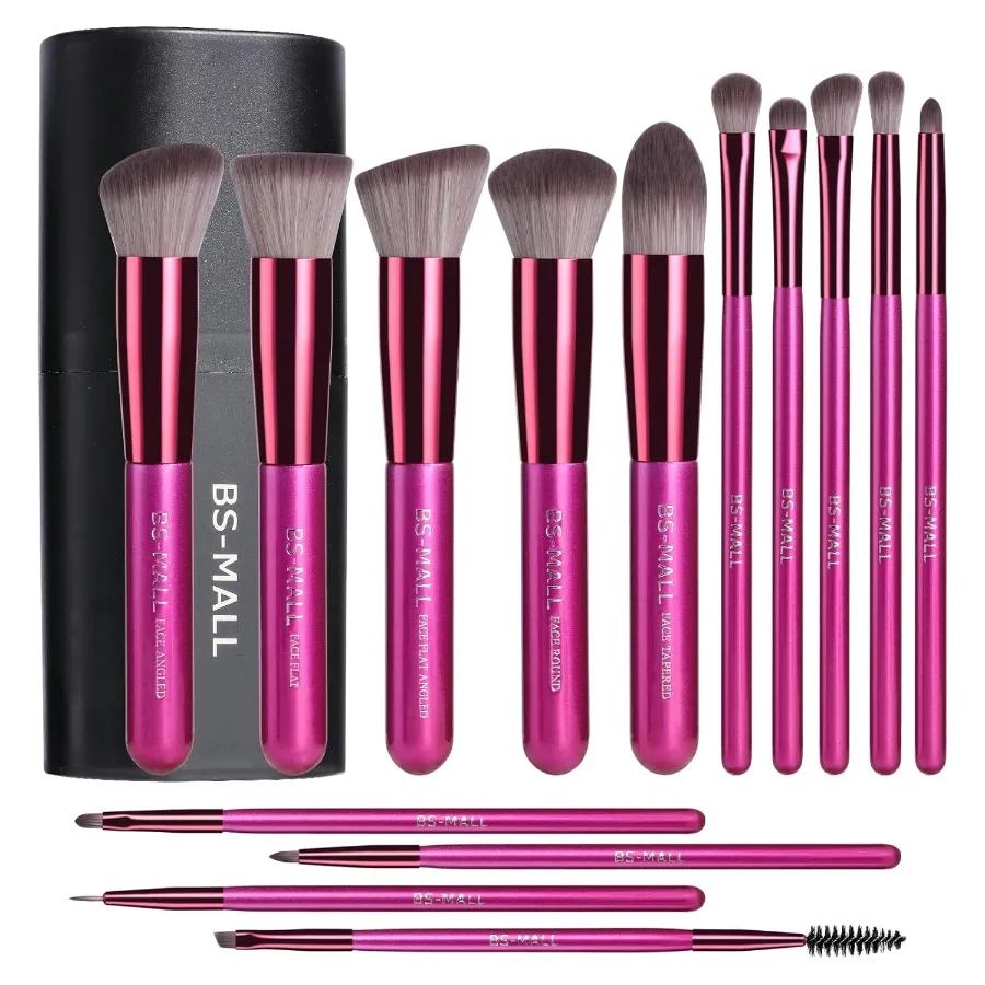 

Makeup Brushes 14 pcs Makeup Tools Kit Premium Synthetic Powder Foundation Contour Concealers Lip Brushes with Makeup Sponge Ey