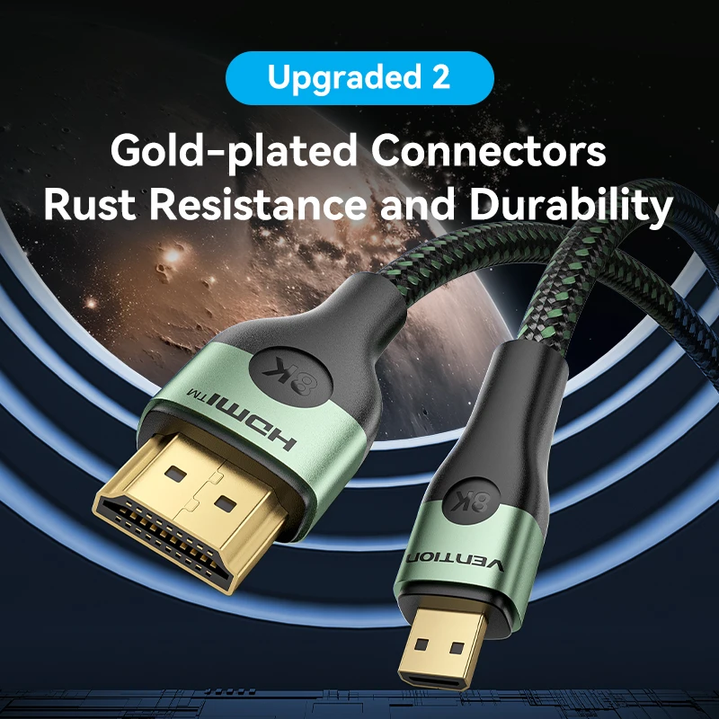 Vention Micro HDMI -Compatible to HDMI Cable 8K@60Hz for Tablets Video Card Camera Camcorder TV Projector Micro HDMI 2.1 Cable