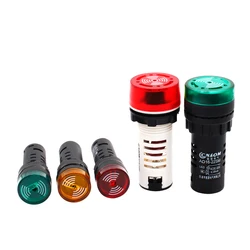 16mm/22mm AD16-22SM 12V 24V 110V 220V 380V Flash Signal Light Red LED Active Buzzer Beep Alarm Indicator Red Green Yellow Black