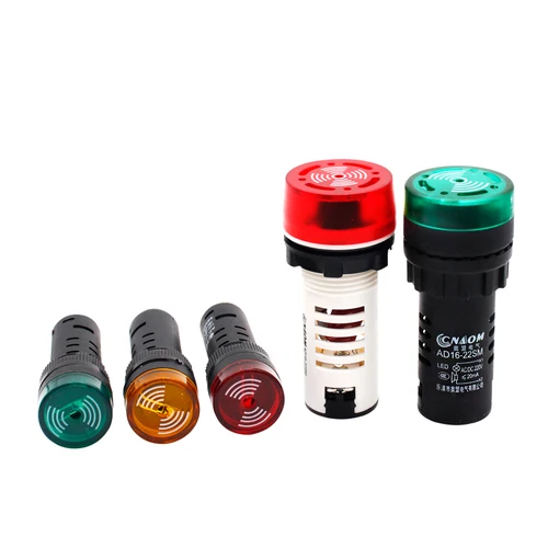 16mm/22mm AD16-22SM 12V 24V 110V 220V 380V luz de señal de Flash LED rojo zumbador activo pitido indicador de alarma rojo verde amarillo negro