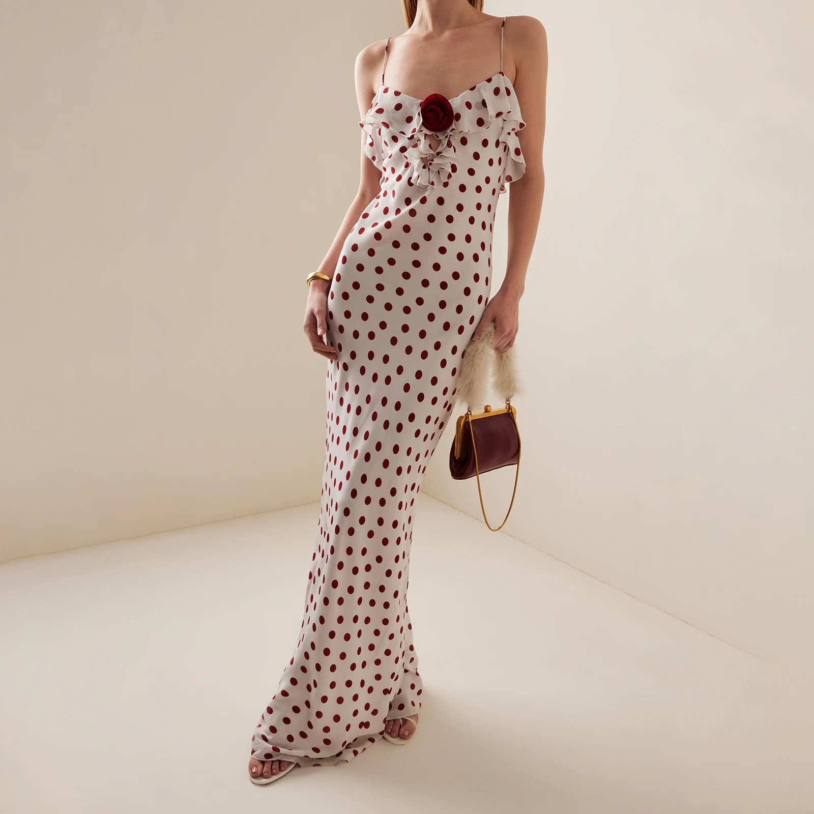 

hirigin Elegant Women's Ruffle Cami Dress Sleeveless Spaghetti Strap V Neck Bodycon Long Dress Summer Holiday Party Dress