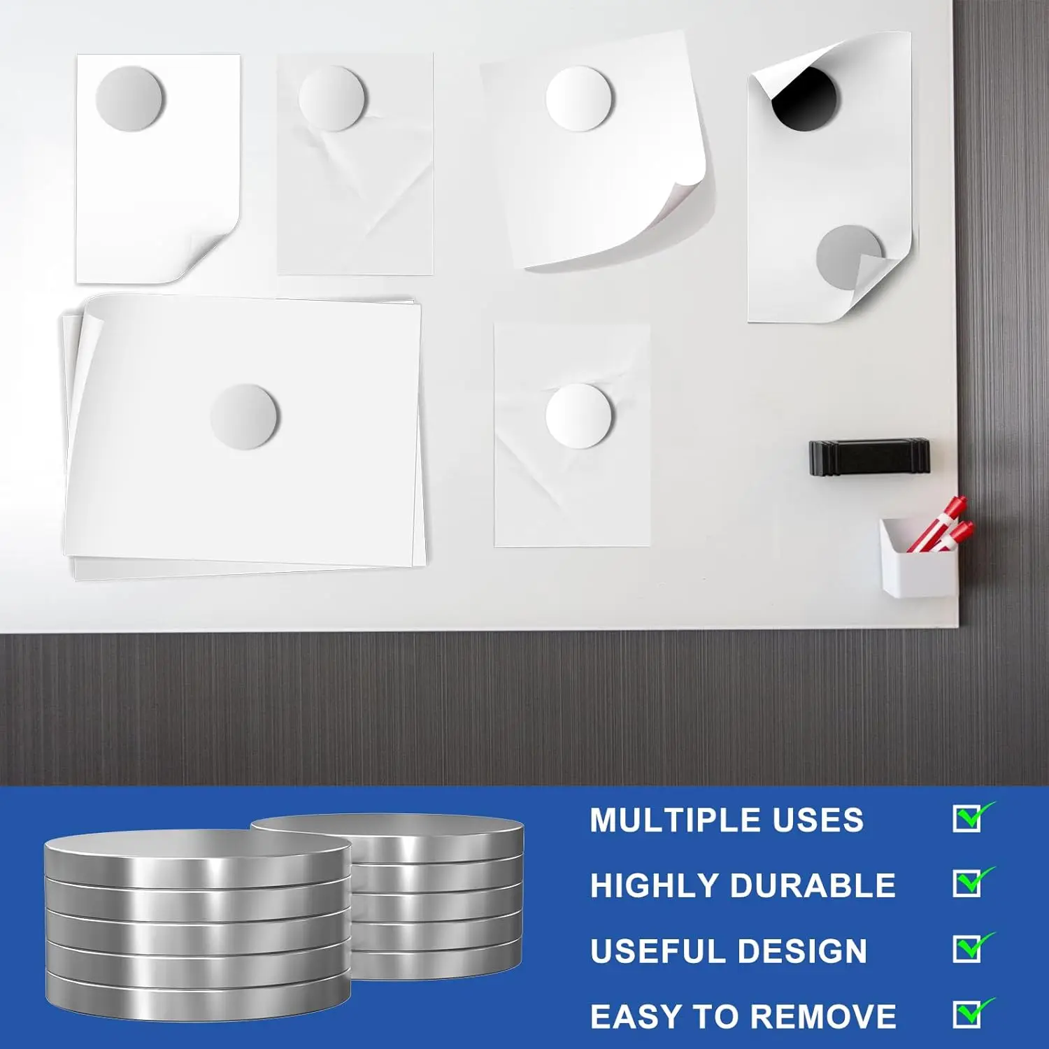 8x3/18x2mm Kühlschrankmagnete in verschiedenen Ausführungen, geeignet für Lagerhallen, Labore, Büros, Fotowände. – Detail 4