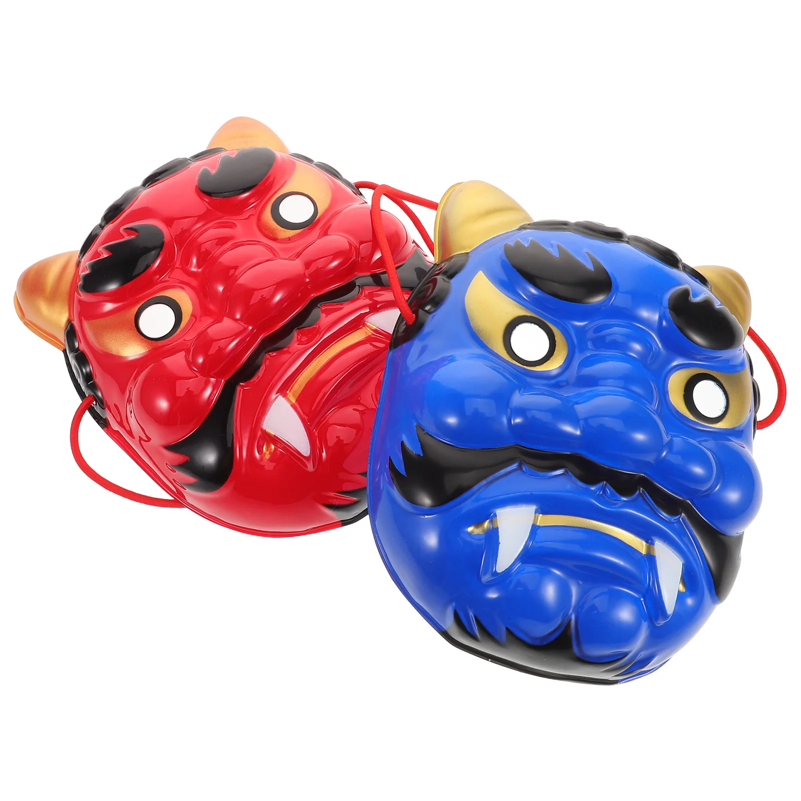 

2Pcs Party Demon Mask Japanese Inspired Plastic Cosplay Face Cover Halloween Masquerade Festival Props Party Cosplay Prop
