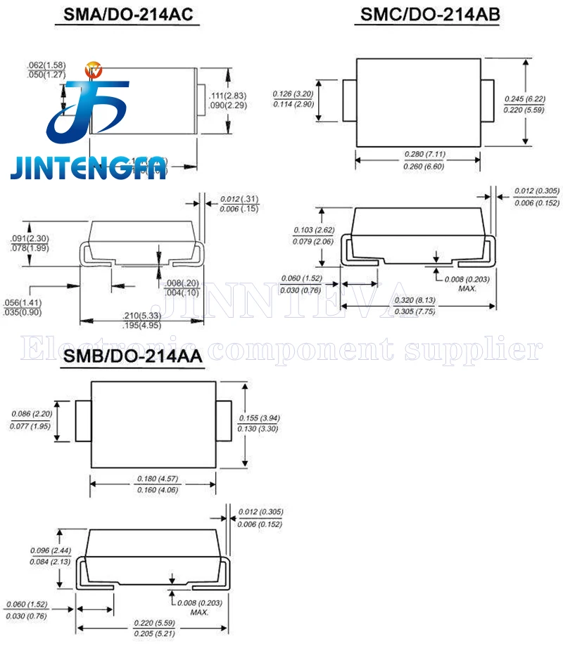 1000/2000/3000PCS SS54 SR540 5A 40V SMA SMB SMC DO-214AC DO-214AB DO-214AA SMD Schottky-Dioden – Detail 5