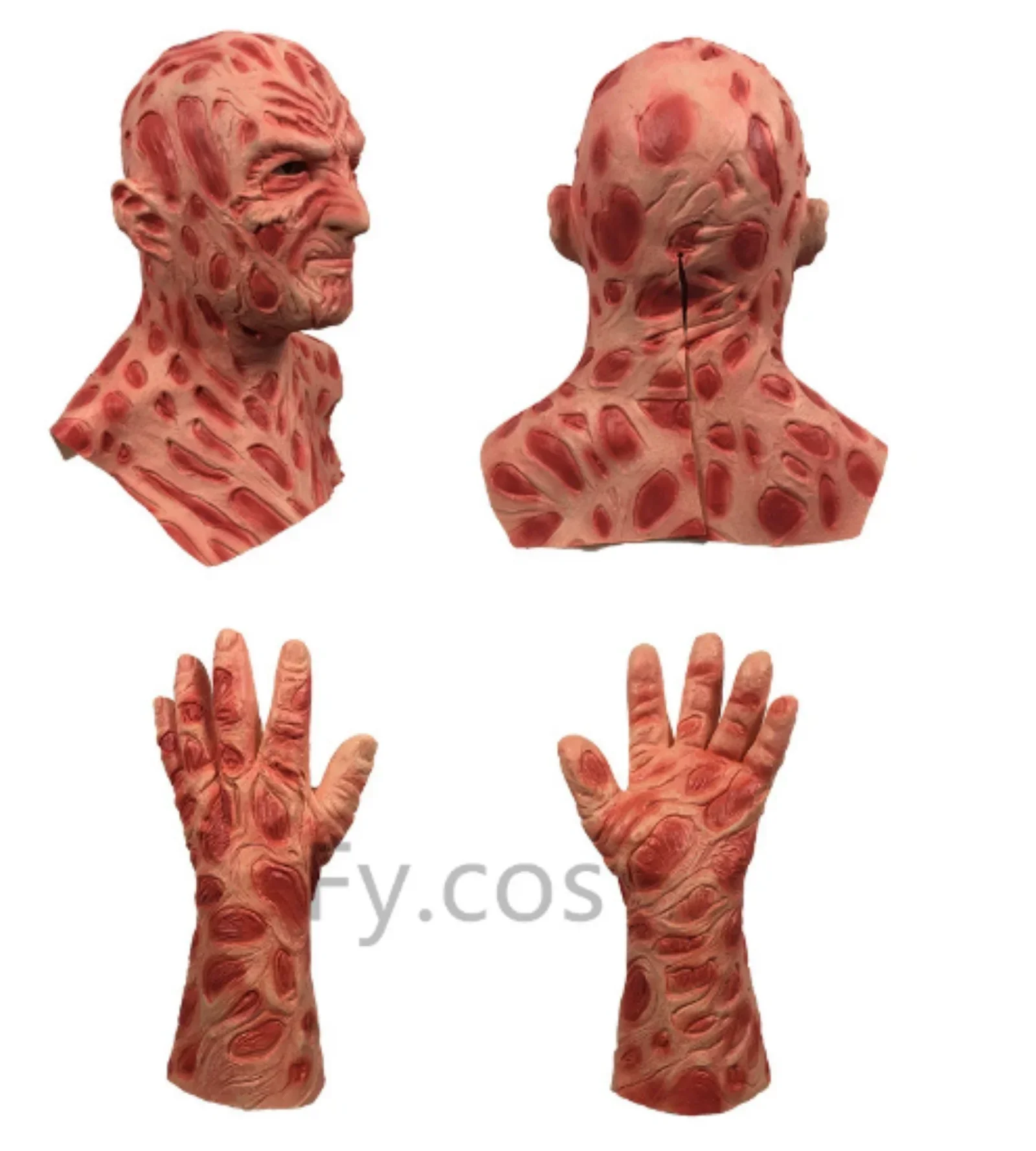 Máscara de látex de Freddy para Halloween, disfraz de Cosplay de carnaval, máscara de cara completa de Horror, demonio Rave, accesorios de utilería para hombre