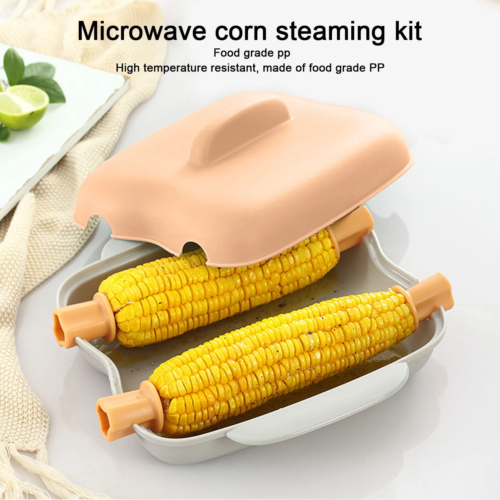 

Microwave Corn Cooker Food Grade PP No BPA Microwavable Portable 2 Corn Cobs Steaming Kitchen Cooking Tool with Handle