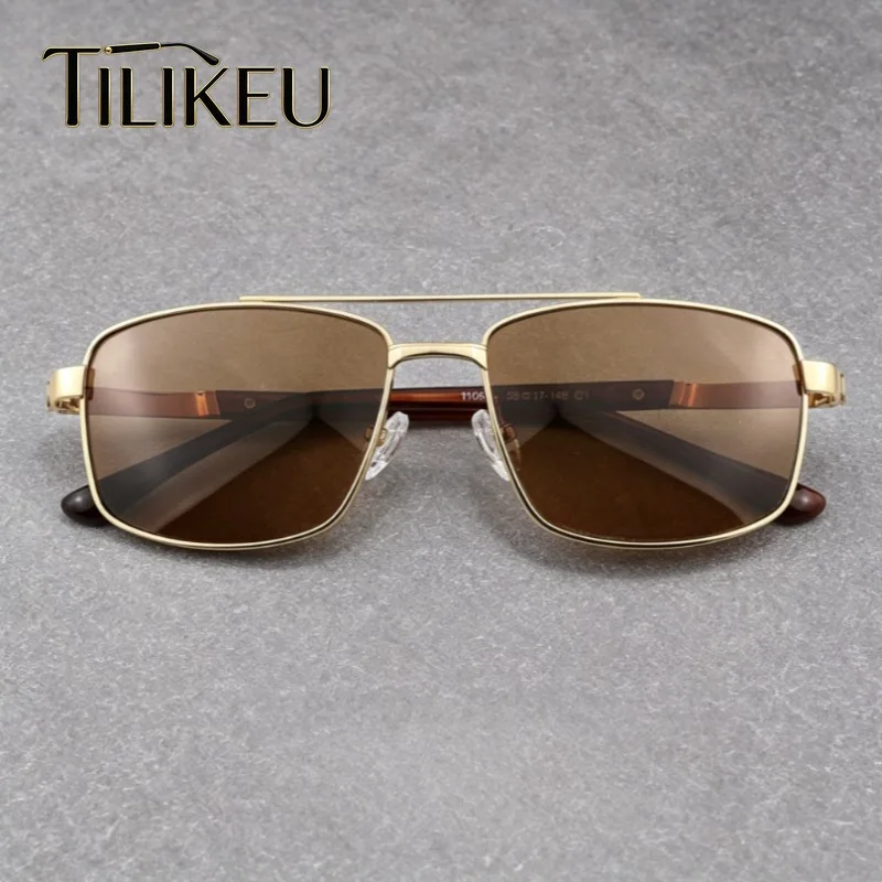 

New Pure Titanium Double Bridge Square Polarized Sunglasses for Men's Classic Big Face UV Driving Anti Glare Fishing Sunglasses