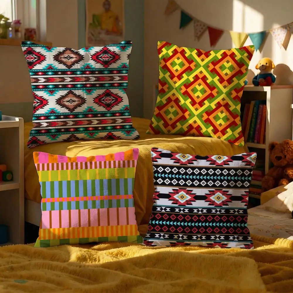 Woven Patterns Cushion Cover Set of  Short Plush Pillow Covers for Sofa, Soft  Cushion Case