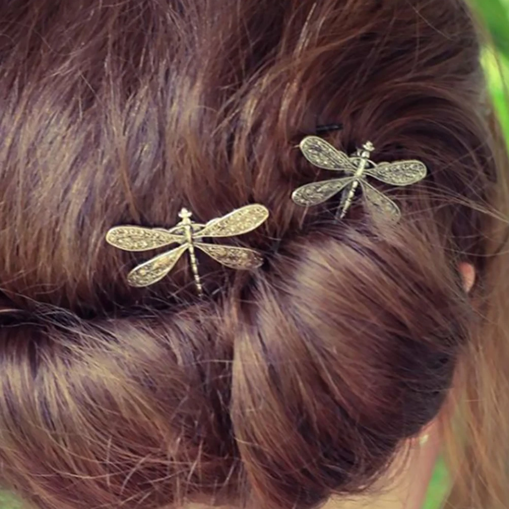 

6 pcs Vintage Dragonfly Hair Clips Retro Silver Gold Pins for Women Styling Accessories Delicate Metal Safe Practical Gift
