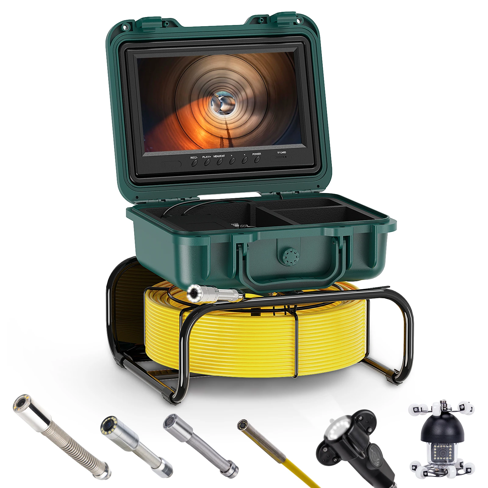 Cámara Cctv de alcantarillado para inspección de tuberías, pantalla de 9 pulgadas, lente de 23mm, 1080P, DVR, 16GB, 165 pies, endoscopio, cámara de vídeo de inspección Industrial