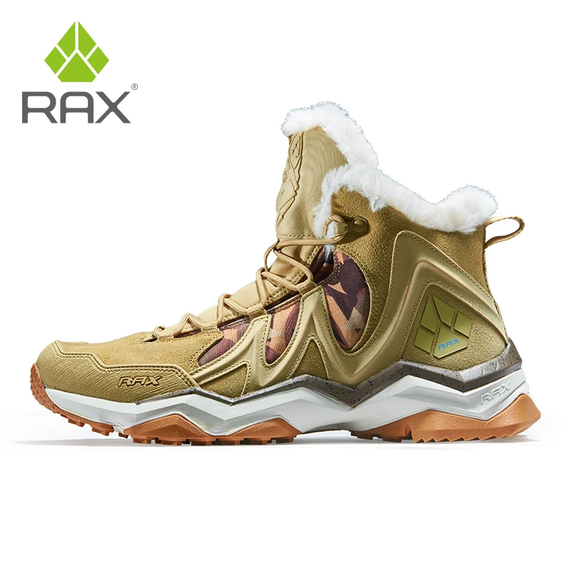 RAX Hiking Shoes Men Winter Outdoor Sneakers for Men Snow Boots Plush Mountain Snowboots Outdoor Tourism Jogging Shoe