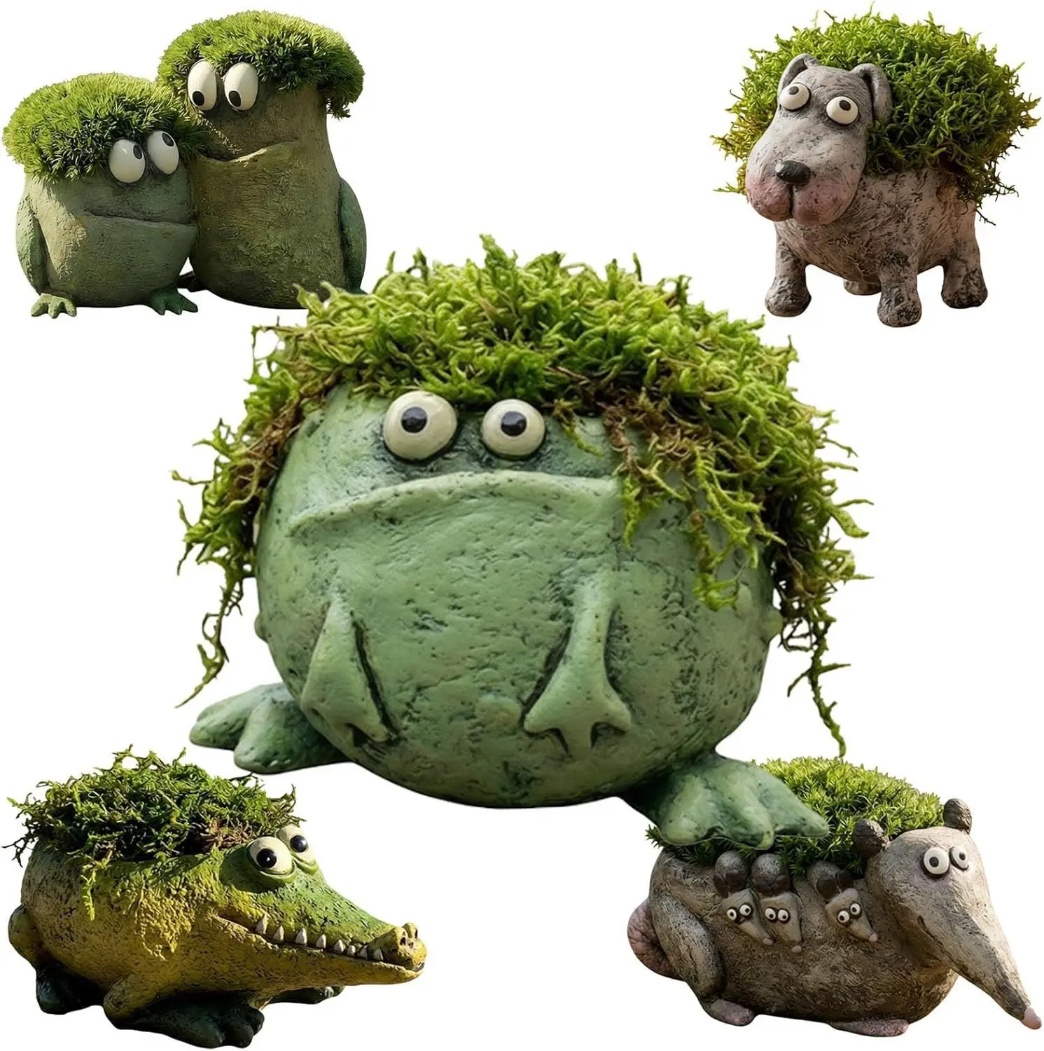 Playful Resin Frog Expression Flowerpot Cute Decorative Frog Succulent Flower Pot Funny Plant Container Garden Plants Ornament