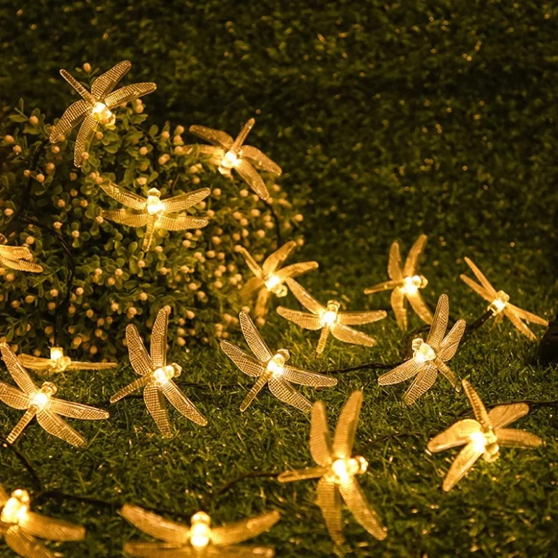 Imagem -06 - Outdoor Solar Powered Dragonfly String Lights Fairy Lights com Modos Impermeável Pátio Quintal Decoração do Natal 695