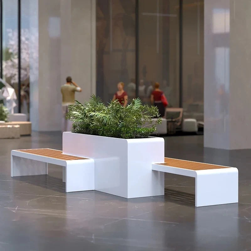 HXL outdoor stainless steel flower box seat combination terrace planting box pendulum partition outdoor courtyard bench