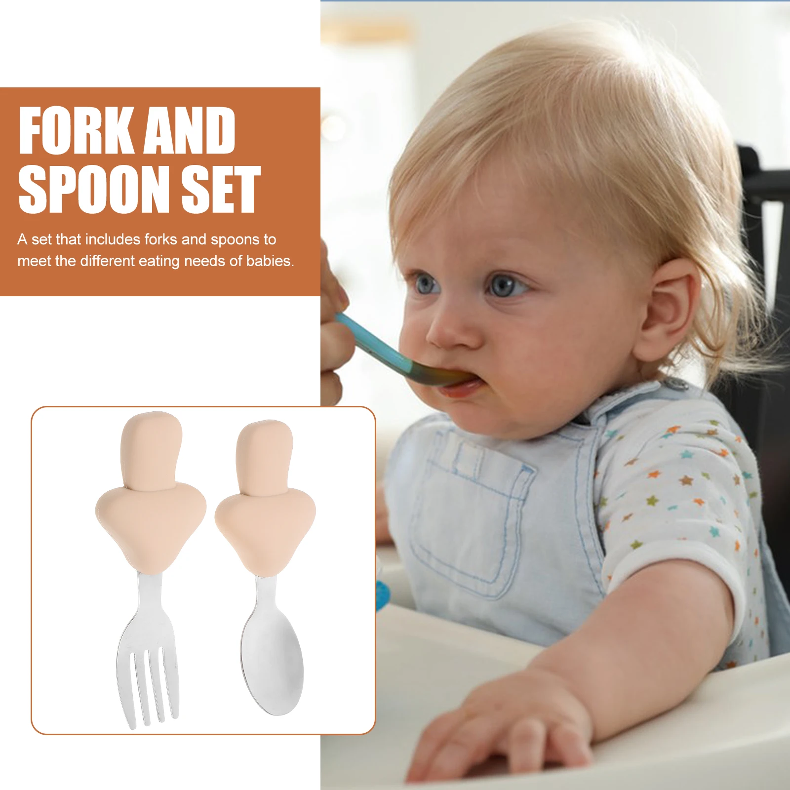 

Набор детских столовых приборов (1 комплект): безопасные для рта, с эргономичным дизайном для легкого захвата, способствующие самостоятельному прикорму, ложка-скребок для малышей