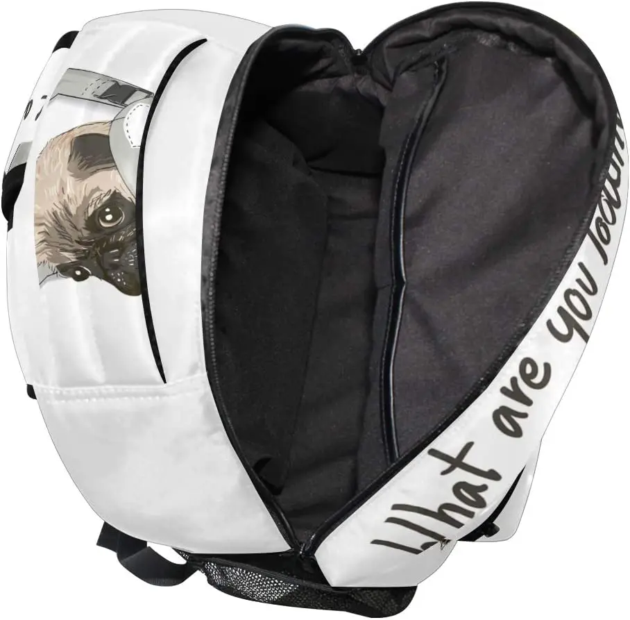 Mops Hund drucken Welpen lustiges Zitat großen Rucksack für Kinder Jungen Mädchen Student personal isierte Laptop iPad Tablet Reise Schult asche